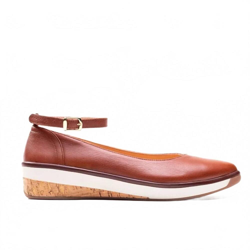NEW SOLENI SHOES women's ruth flat shoes in cognac
